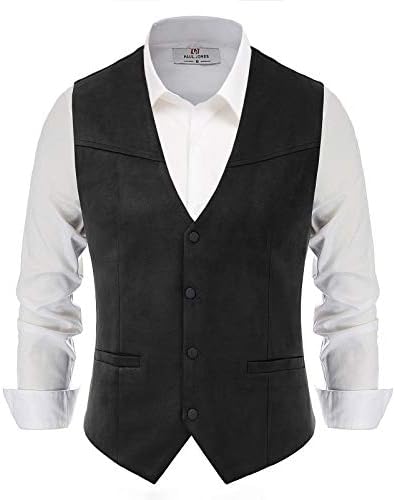 CXFOVIOVA Mens Double Breasted Suit Vest with 6 Buttons Slim Fit